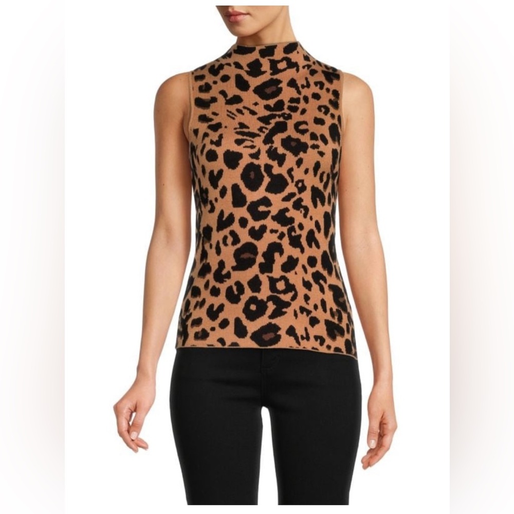T Tahari Leopard Print Knit Top NWT